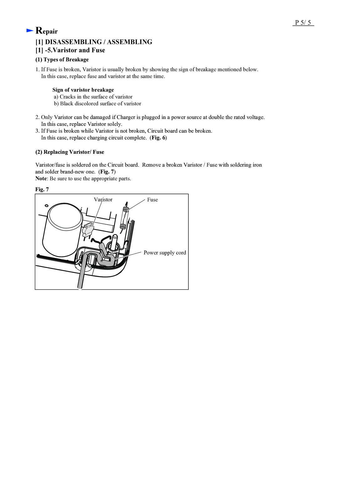 Makita DC18RC dimensions Varistor and Fuse, Types of Breakage 