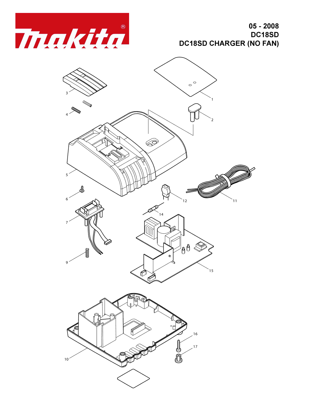 Makita manual 05 2008 DC18SD DC18SD Charger no FAN 