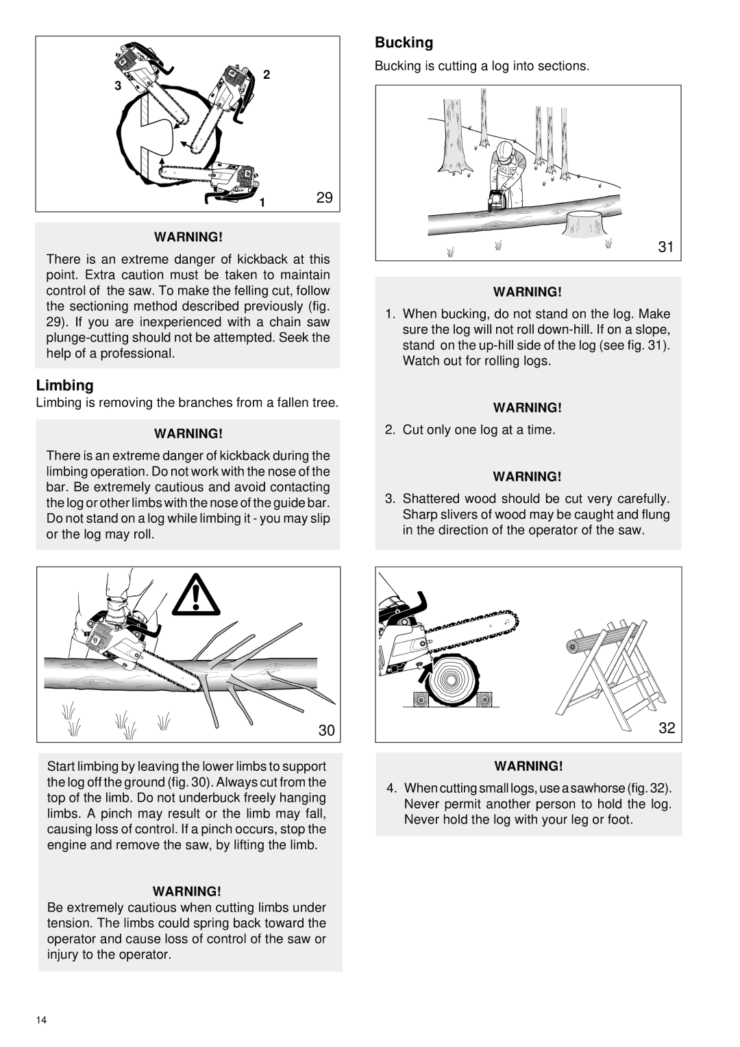 Makita DCS 330 TH instruction manual Limbing, Bucking 