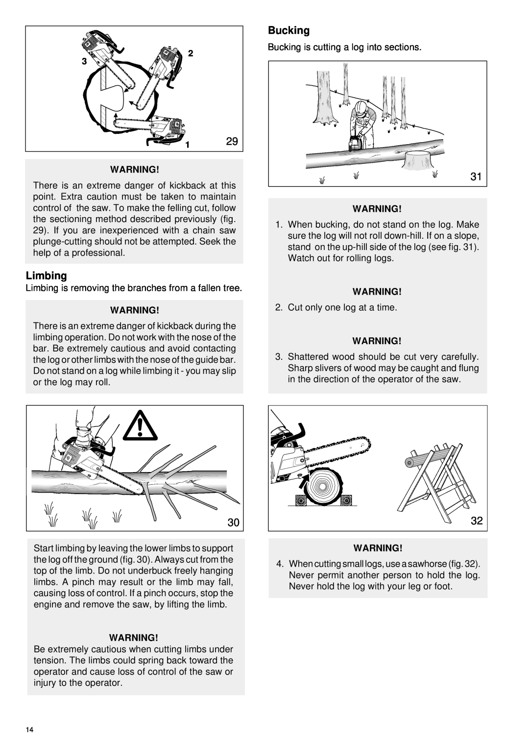 Makita DCS 330 TH instruction manual Limbing, Bucking 