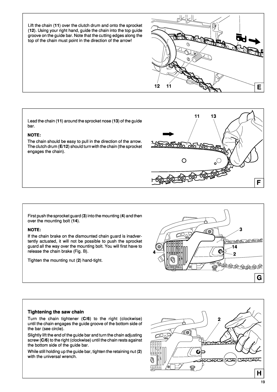 Makita DCS 330 TH instruction manual Tightening the saw chain 