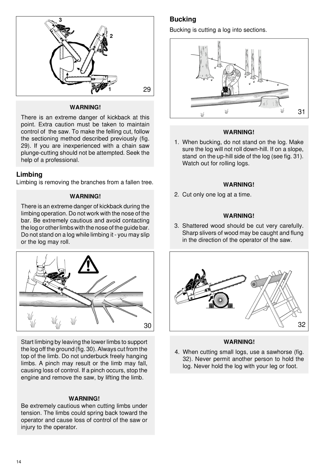 Makita DCS 6800I, DCS 6000I manual Limbing, Bucking, 129 