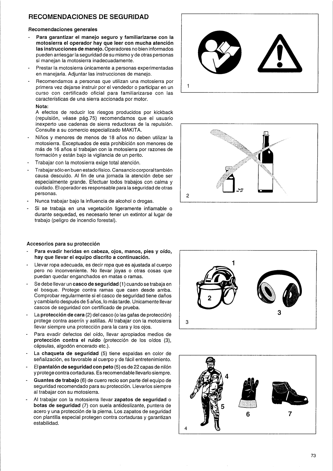 Makita DCS 9000 Recomendaciones DE Seguridad, Recomendaciones generales, Caracteristicas de una sierra accionada por motor 