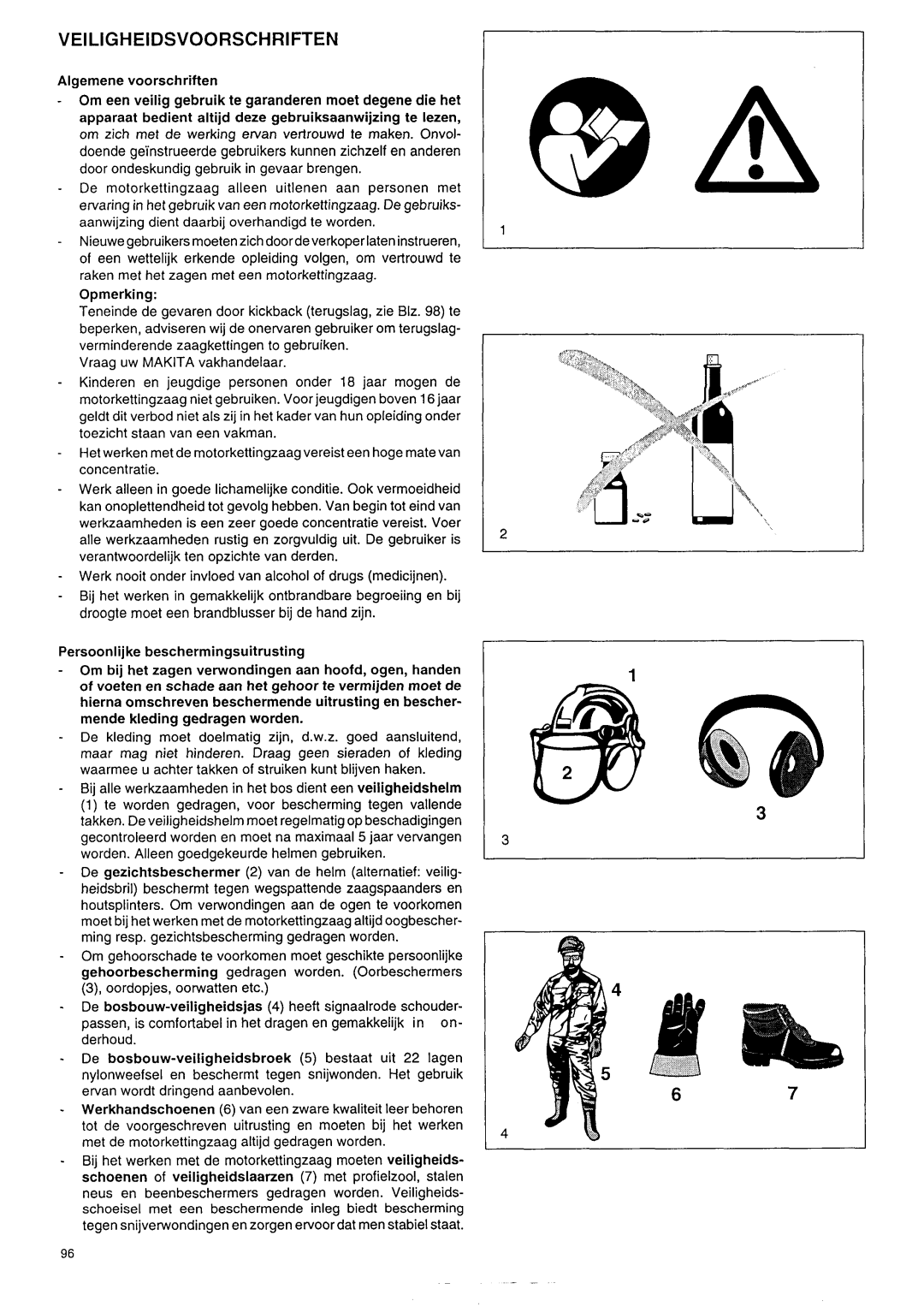 Makita DCS 9000 manual Veiligheidsvoorschriften, Opmerking 