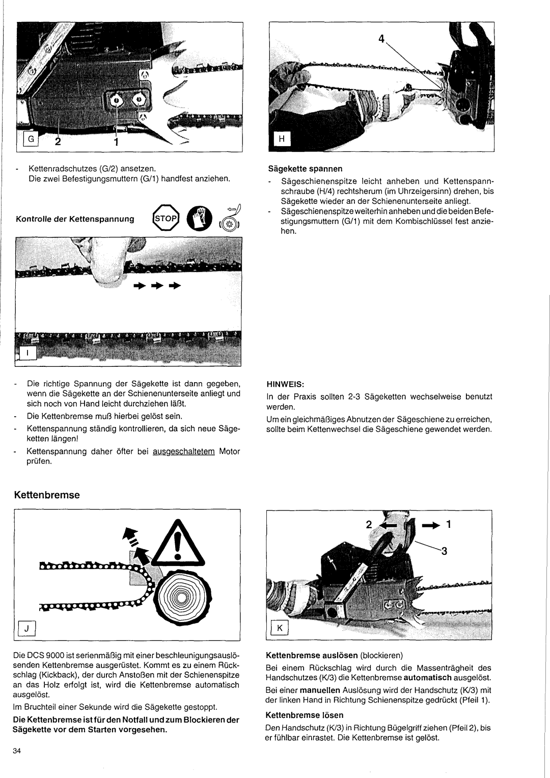 Makita DCS 9000 manual Kettenbremse 