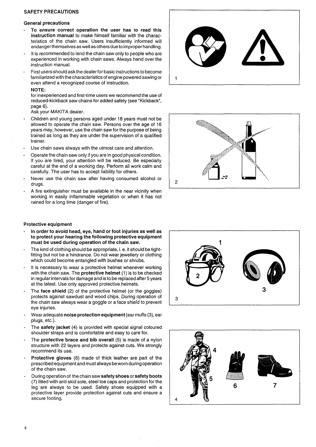 Makita DCS 9000 manual Safety Precautions, General precautions, Protective equipment 