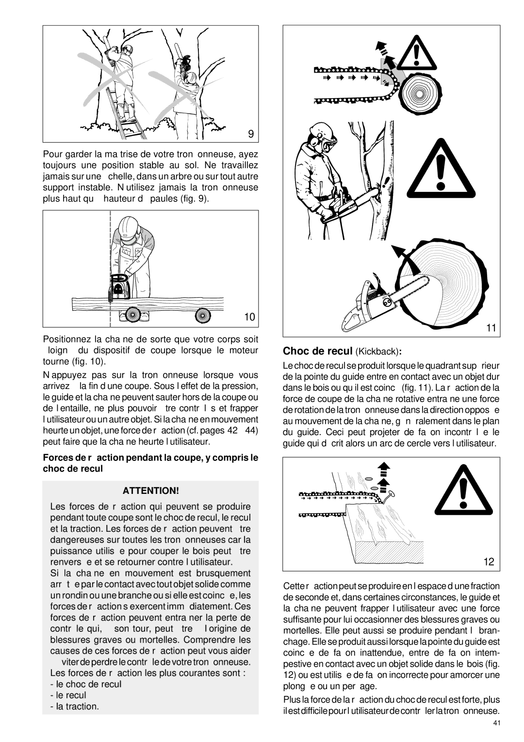 Makita DCS34 manual Choc de recul Kickback 