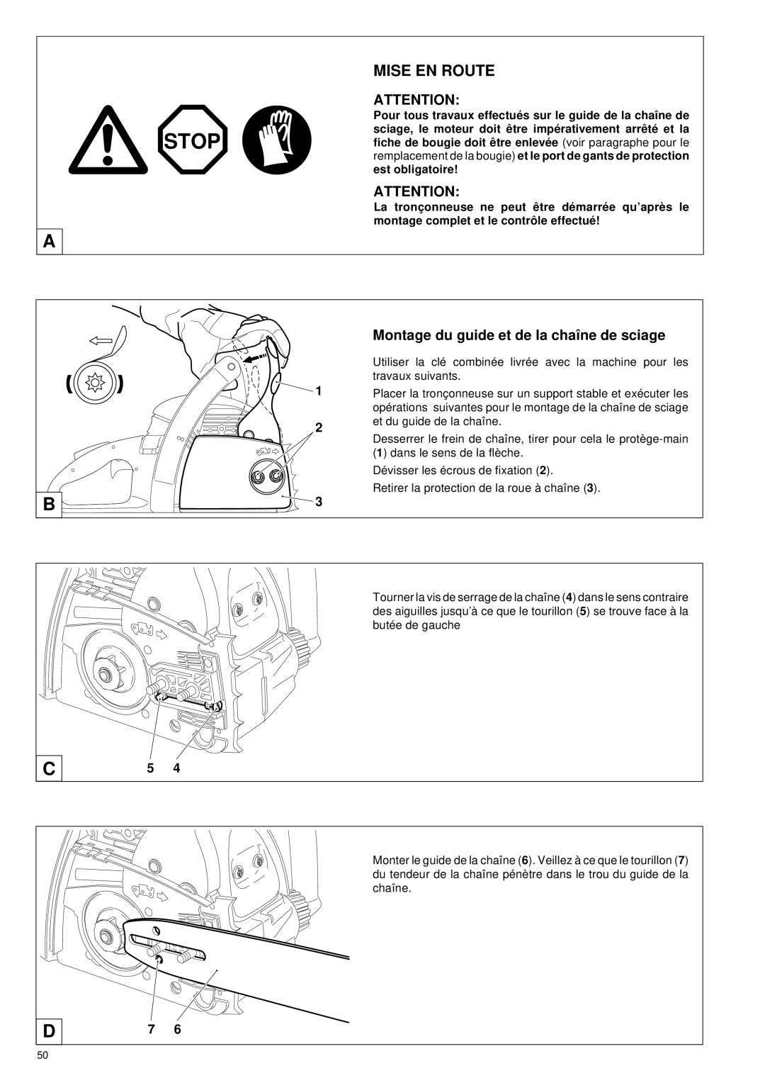 Makita DCS34 manual Mise EN Route, Montage du guide et de la chaîne de sciage 