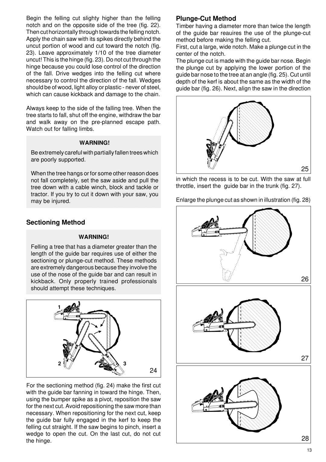 Makita DCS430, DCS431, DCS520, DCS520i, DCS540, DCS5200, DCS5200i manual Plunge-Cut Method, Sectioning Method 