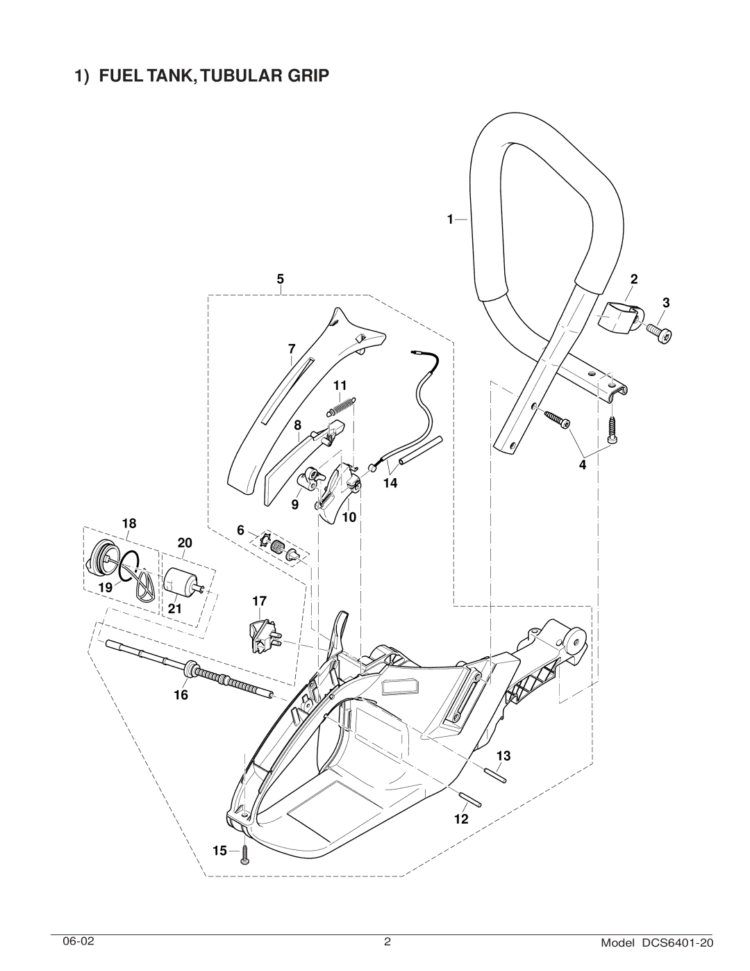 Makita DCS6401-20 manual Fuel TANK, Tubular Grip 