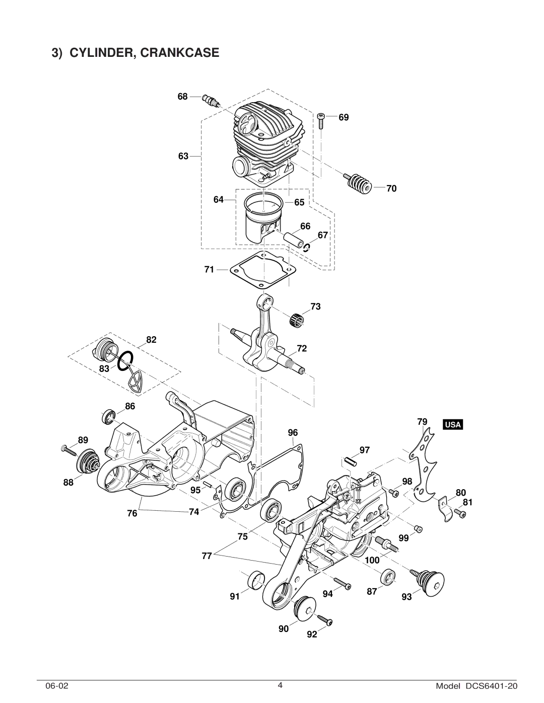 Makita DCS6401-20 manual CYLINDER, Crankcase 