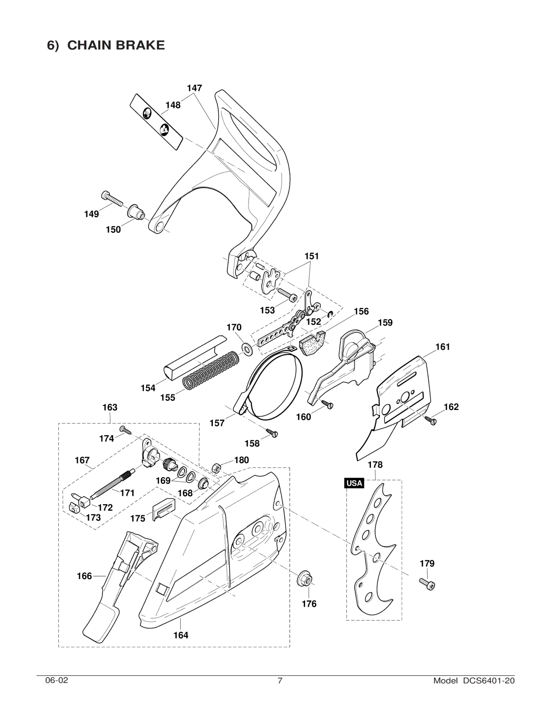 Makita DCS6401-20 manual Chain Brake 