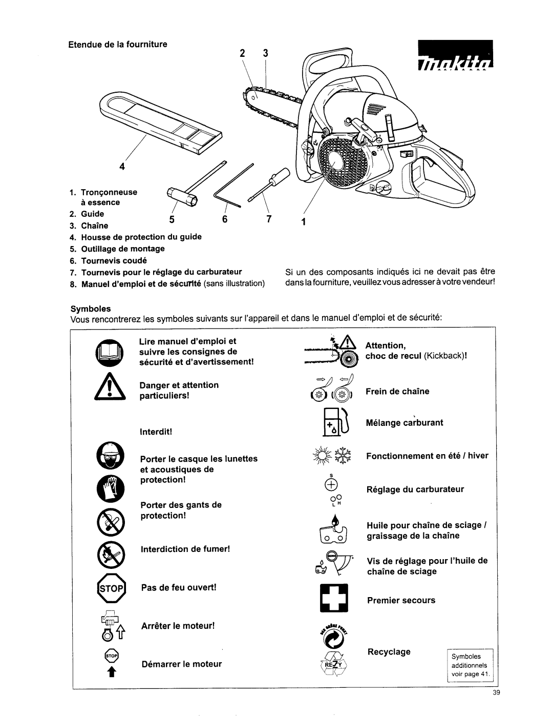 Makita DCS 6400, DCS6401, DCS 7901, DCS 7300, DCS 7900, DCS 7301 manual Additionnels 