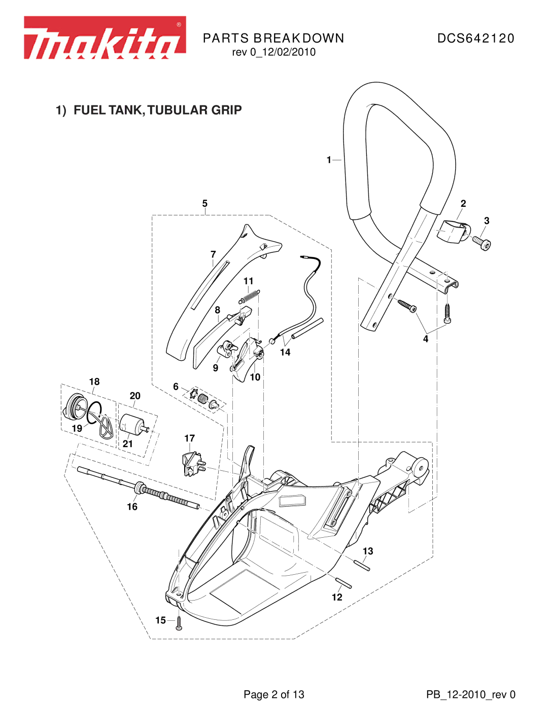 Makita DCS642120 manual Fuel TANK, Tubular Grip 