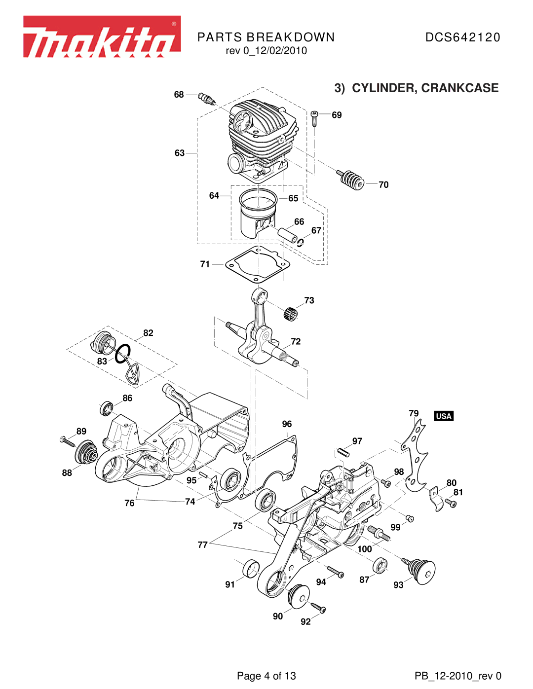 Makita DCS642120 manual CYLINDER, Crankcase 