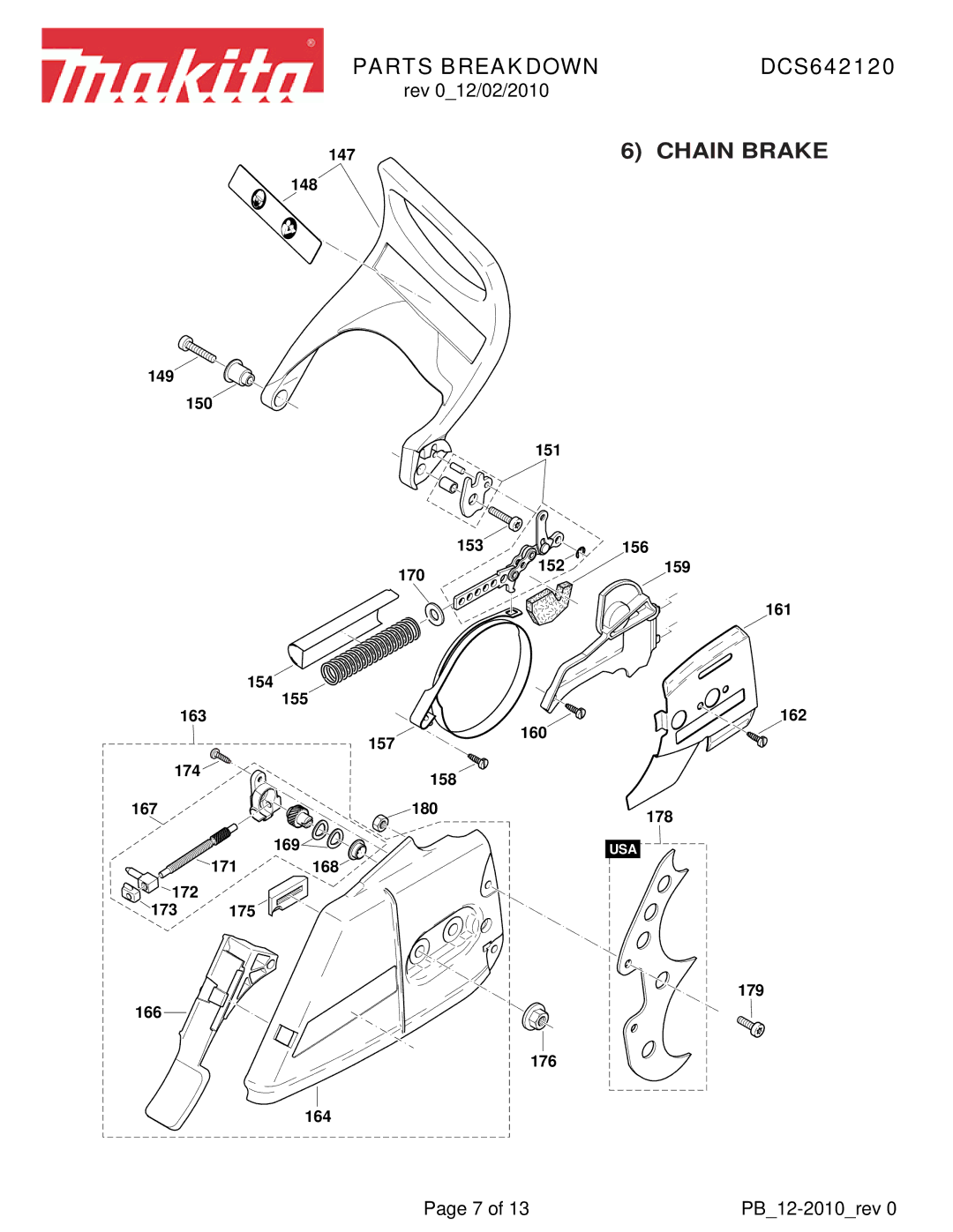 Makita DCS642120 manual Chain Brake 