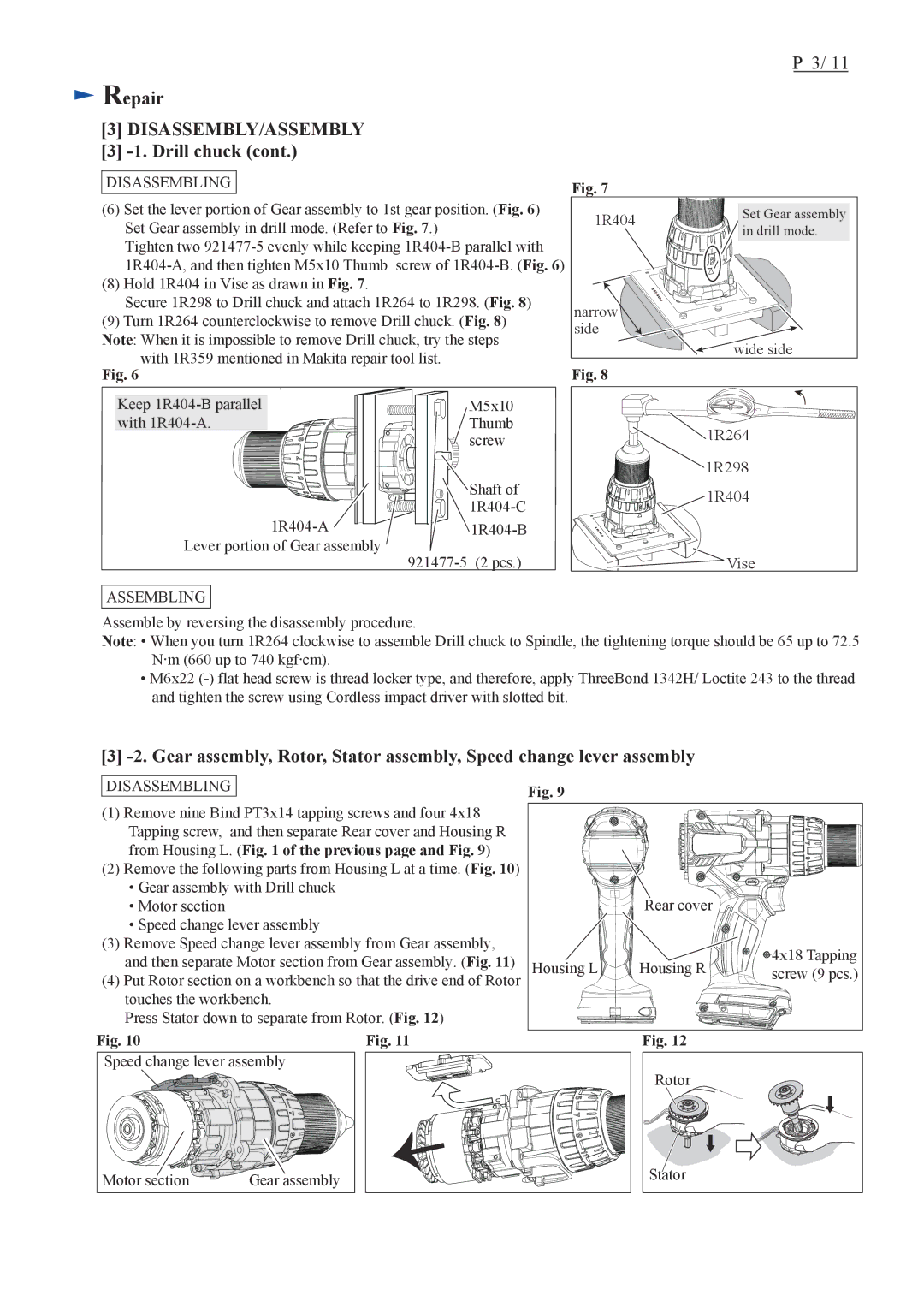 Makita DDF481 dimensions Assembling 