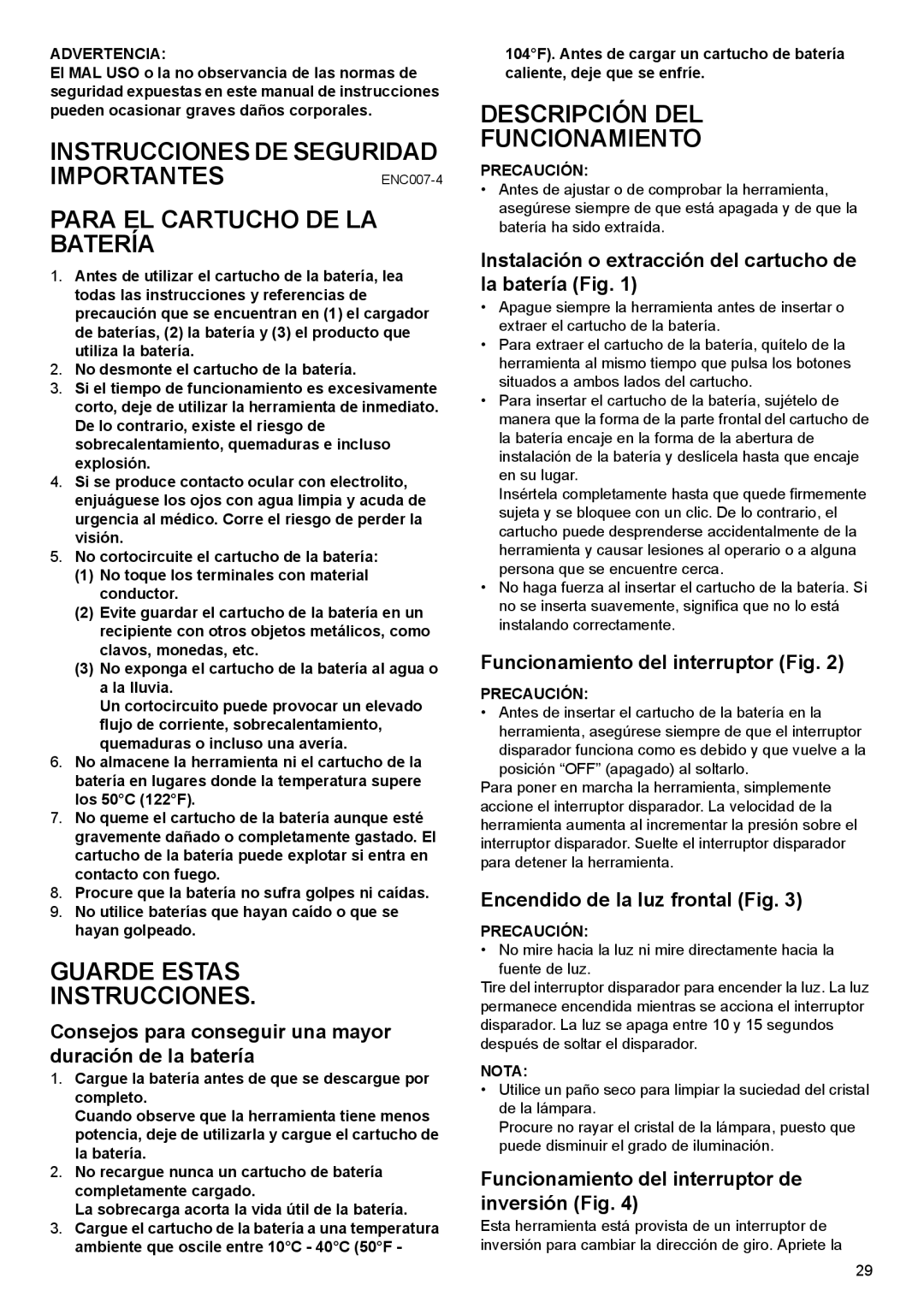 Makita DF030D instruction manual Descripción DEL Funcionamiento 