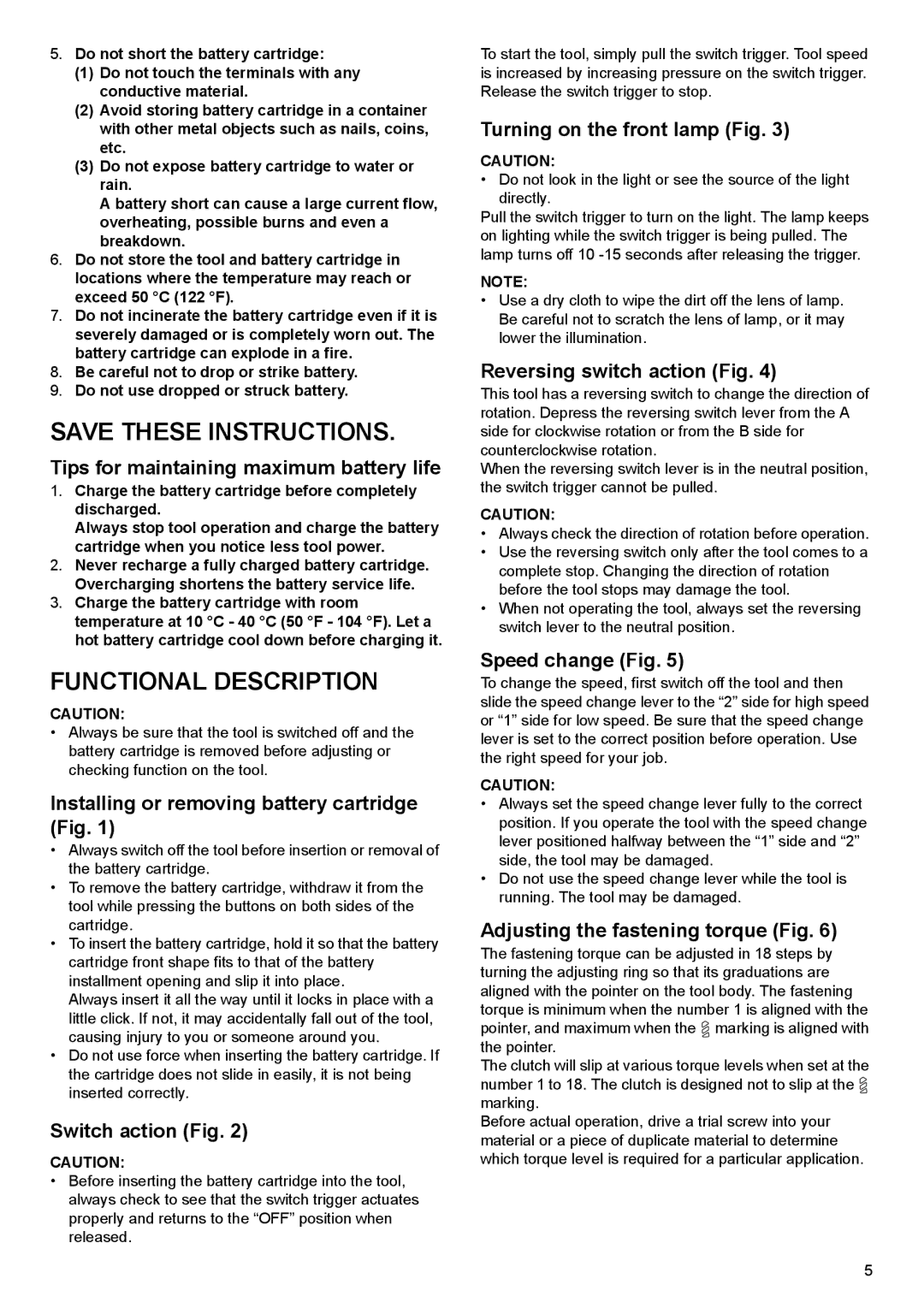 Makita DF030D instruction manual Functional Description 