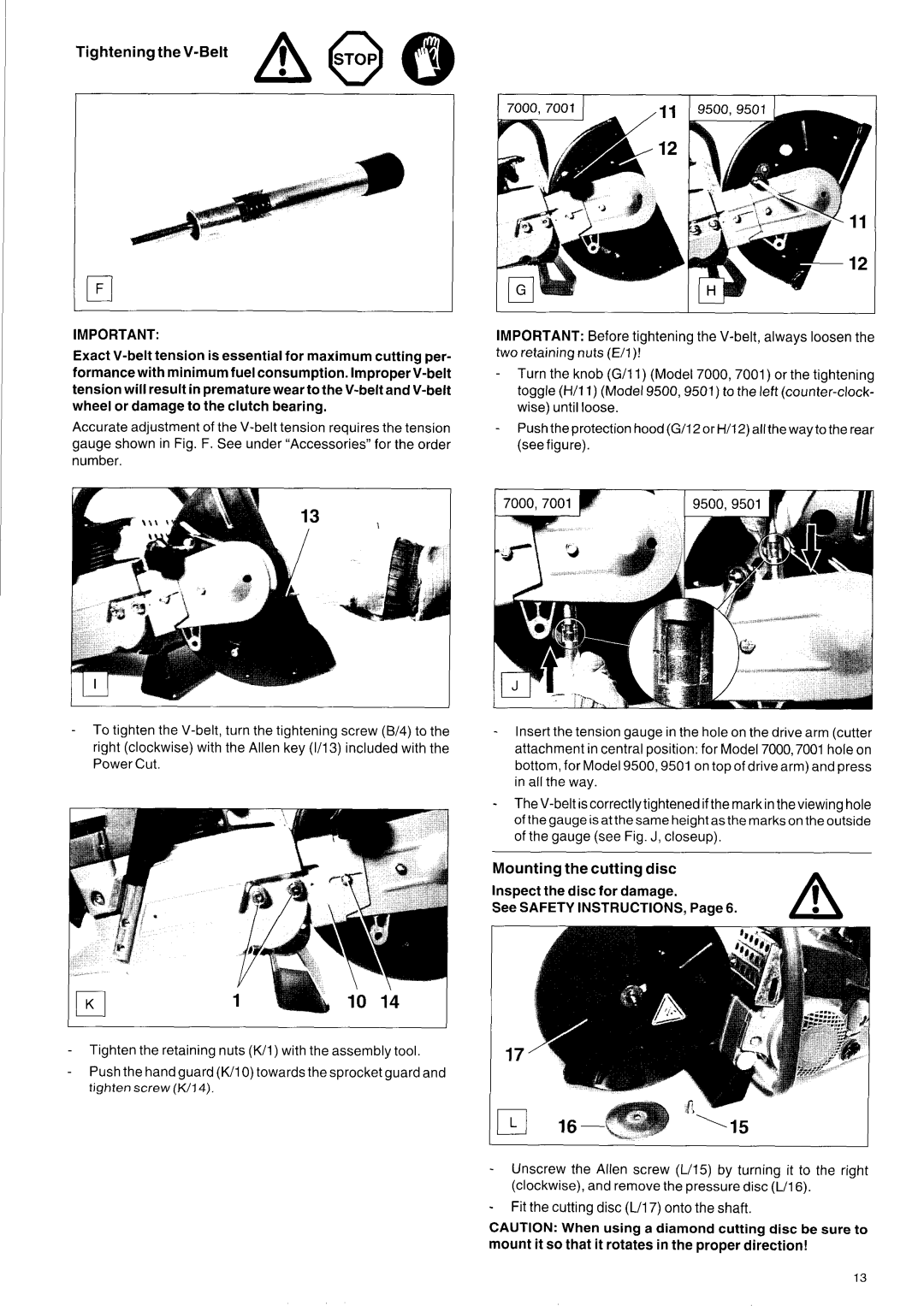 Makita DPC 9501, DPC 7000, DPC 9500, DPC 7001 owner manual See Safety INSTRUCTIONS 