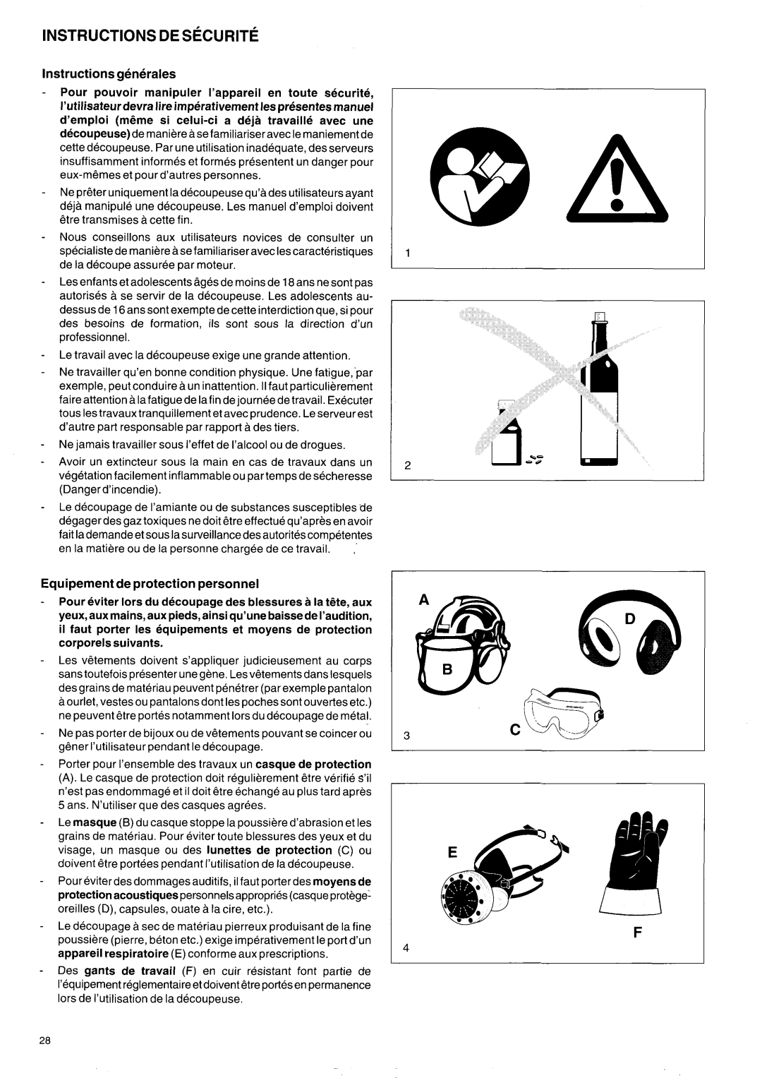 Makita DPC 7000, DPC 9501, DPC 9500, DPC 7001 Instructions generales, En la matiere ou de la personne chargee de ce travail 