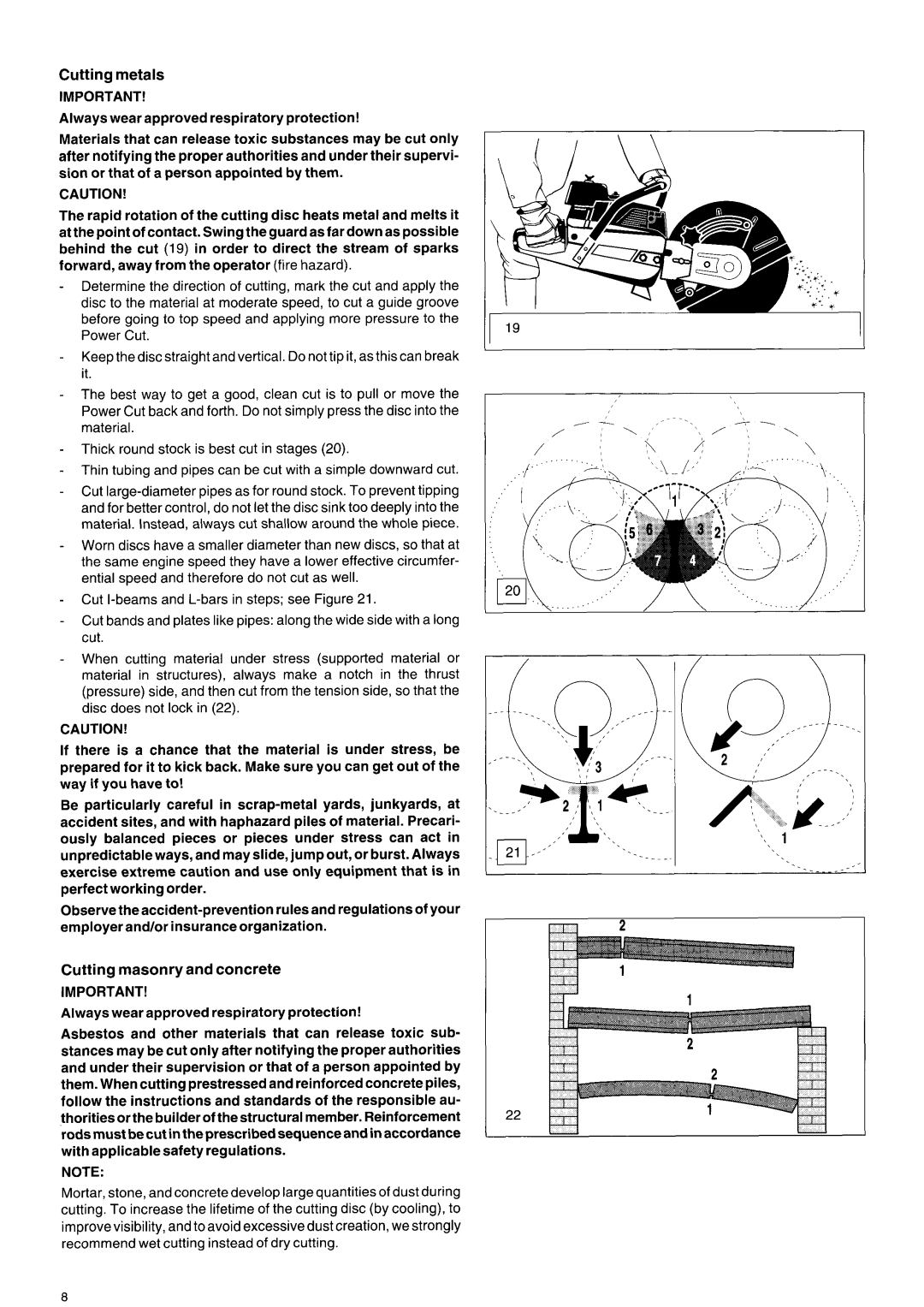 Makita DPC 7000, DPC 9501, DPC 9500, DPC 7001 owner manual Cutting metals 