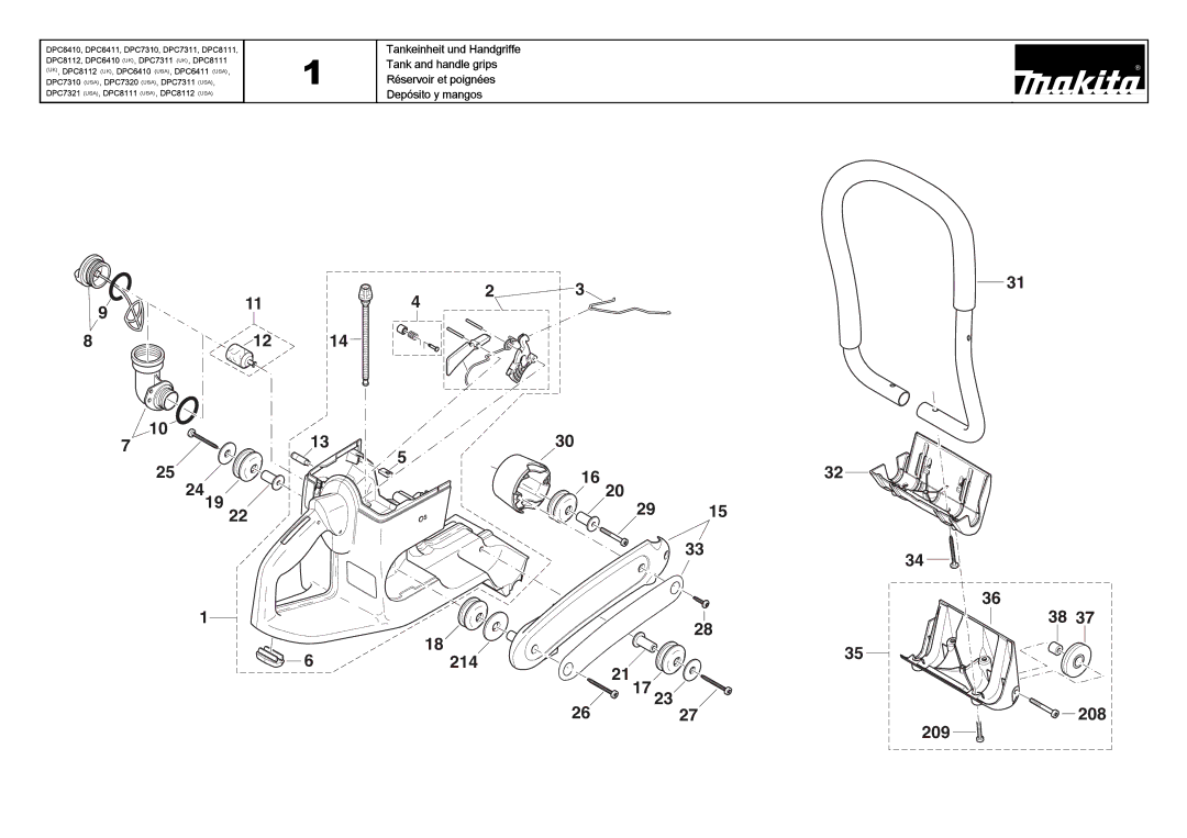 Makita DPC6410 (UK), DPC7311 (UK), DPC8111 (UK) manual 214 208 209 