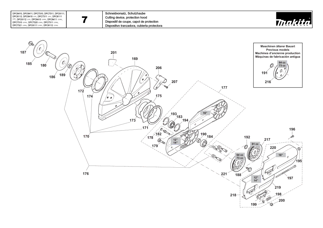 Makita DPC8111 (UK), DPC7311 (UK), DPC6410 (UK) manual 187 185 201 169 