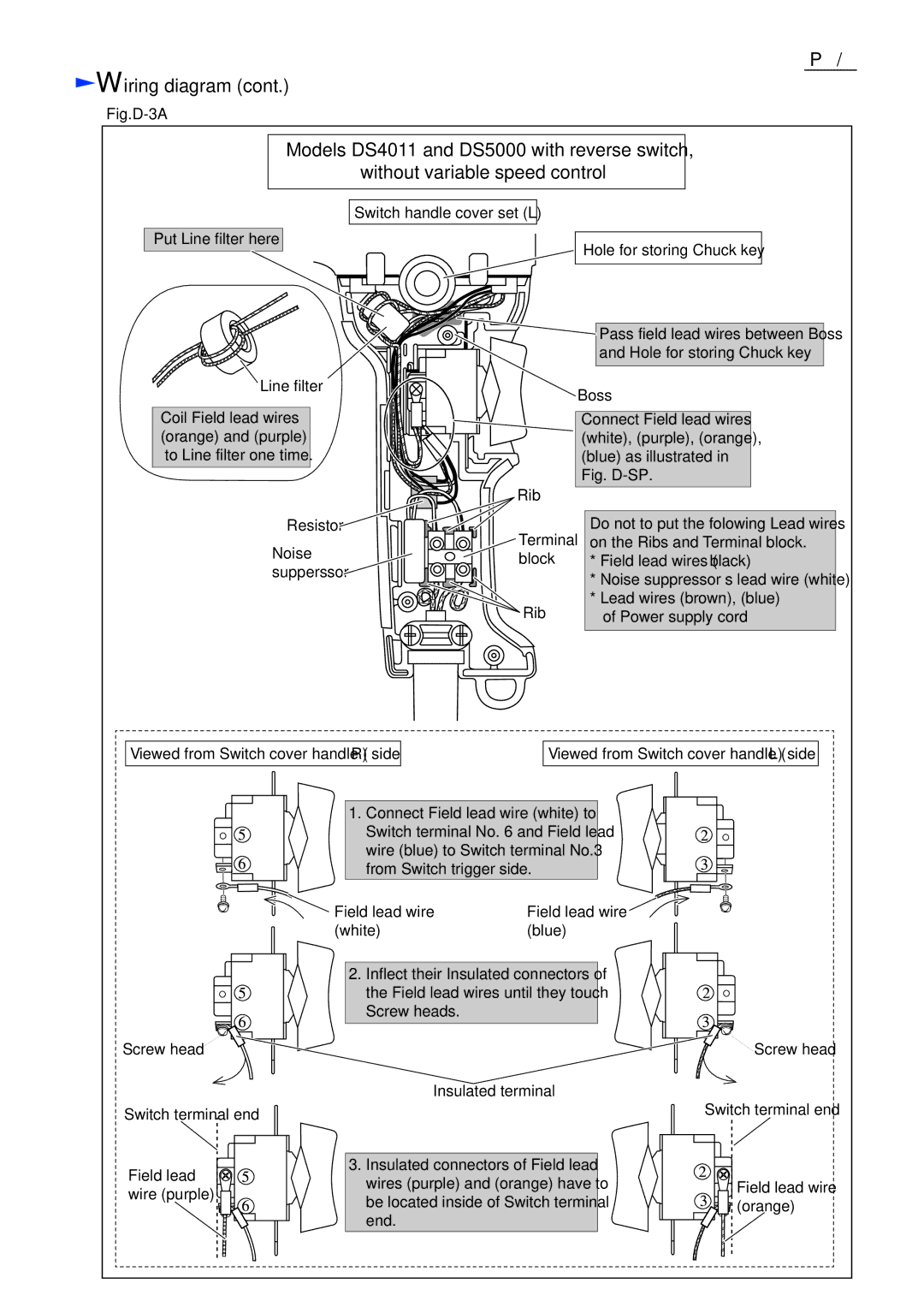 Makita DS4010, DS4011, DS5000 dimensions Fig.D-3A 