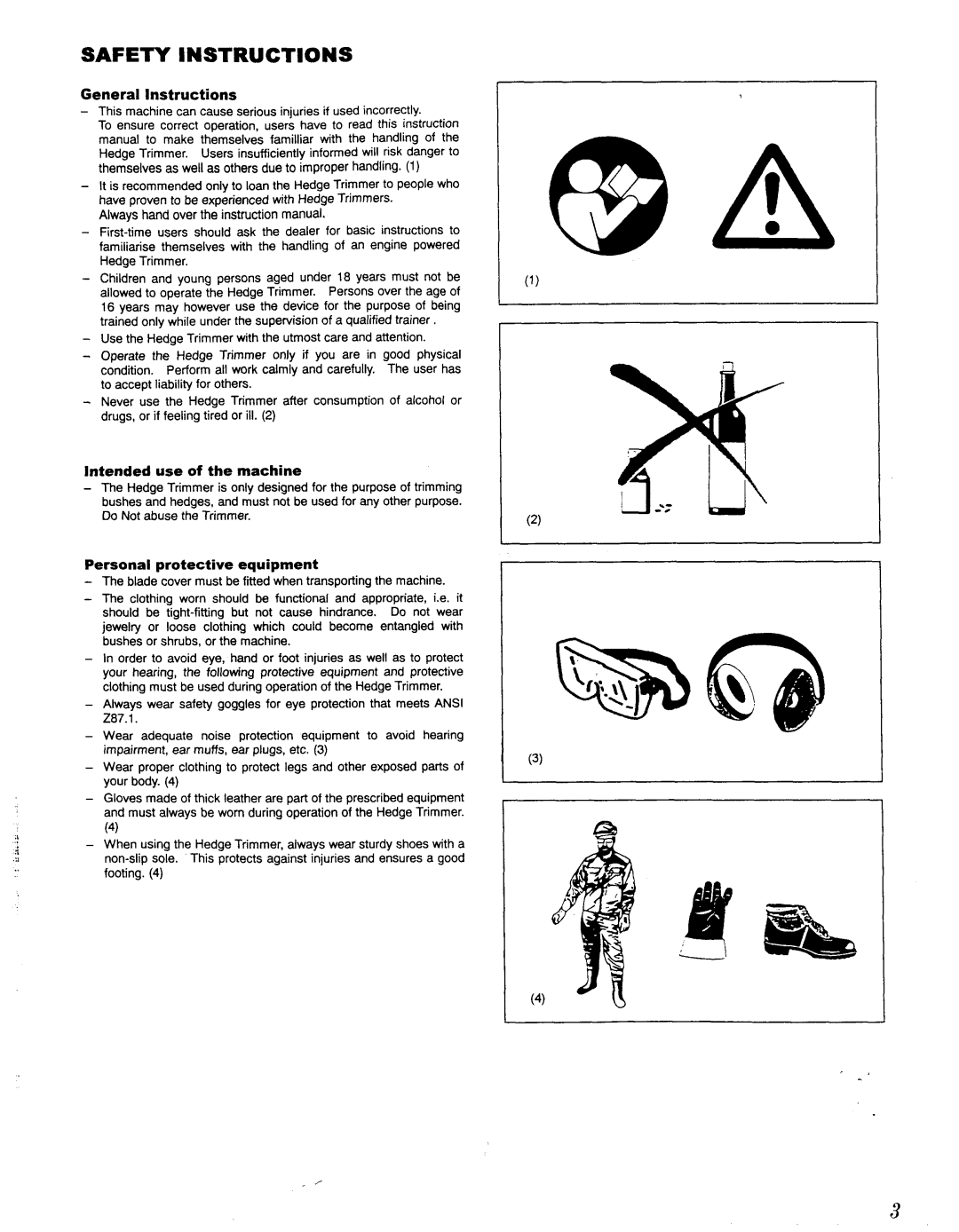 Makita EH 620, EH 450 manual Intended use of the machine, Do Not abuse the Trimmer, Personal protective equipment 