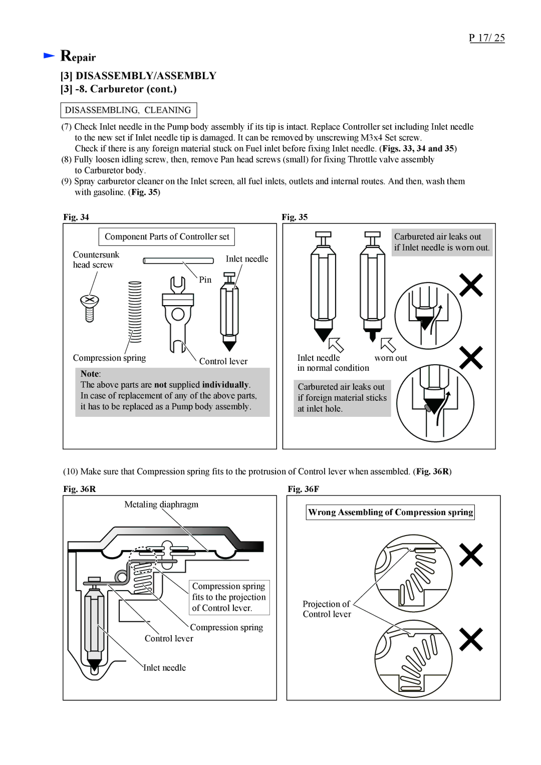 Makita EH7500S dimensions Wrong Assembling of Compression spring 