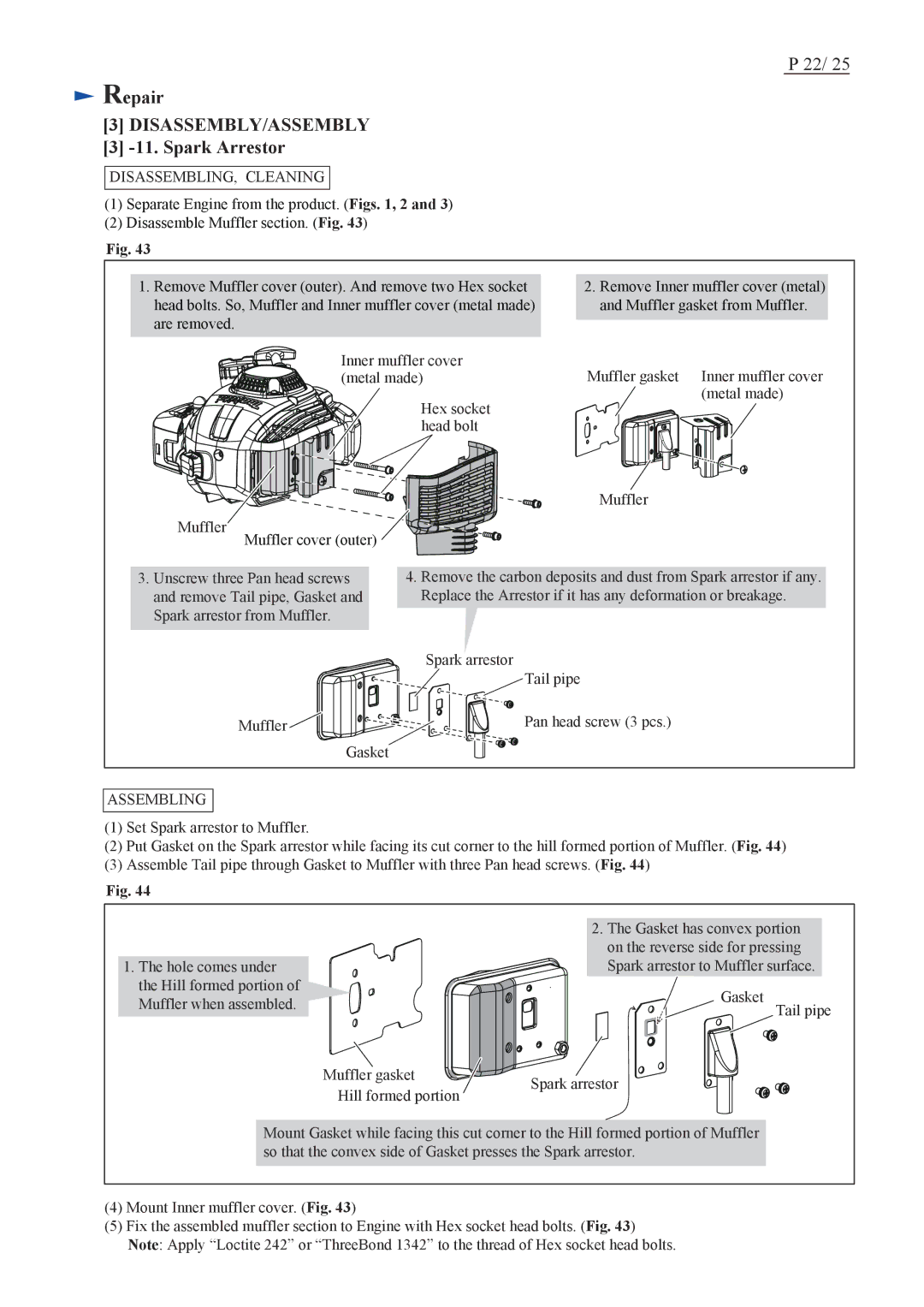 Makita EH7500S dimensions Spark Arrestor, DISASSEMBLING, Cleaning 