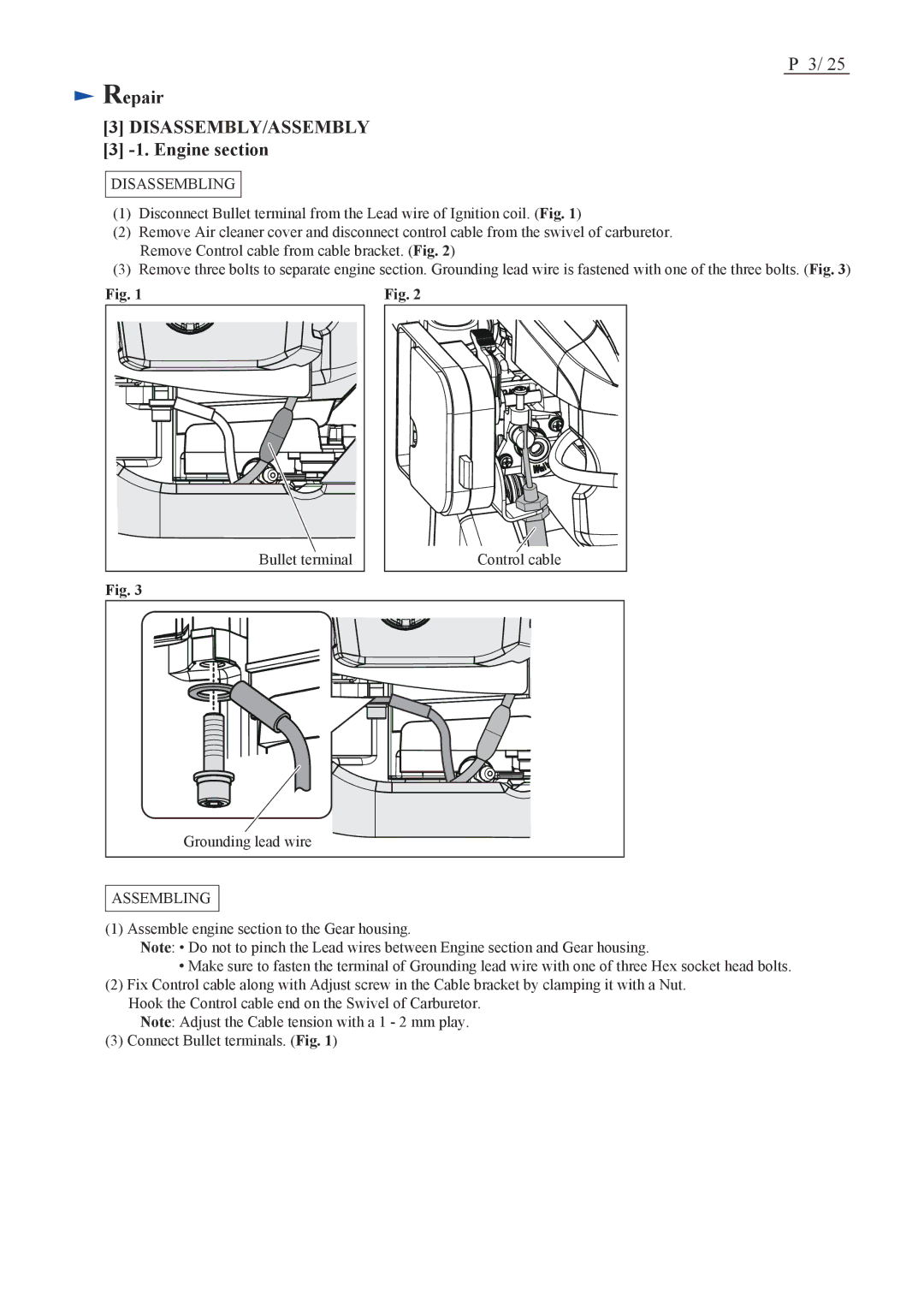 Makita EH7500S dimensions Engine section, Disassembling, Assembling 