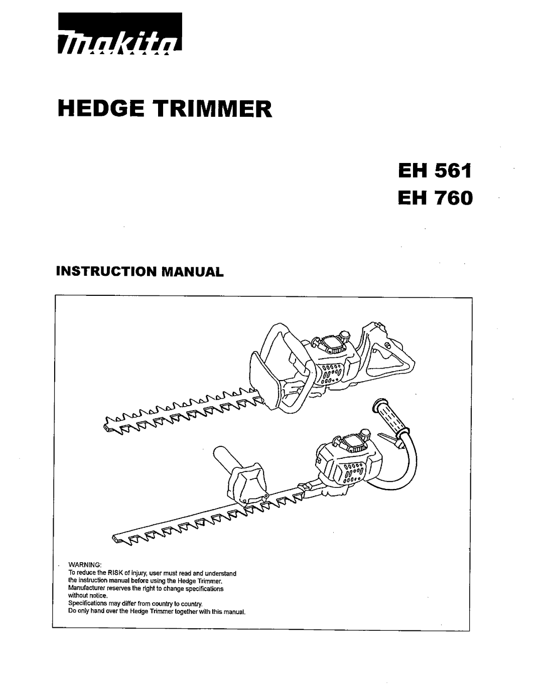 Makita EH561, EH760 manual 