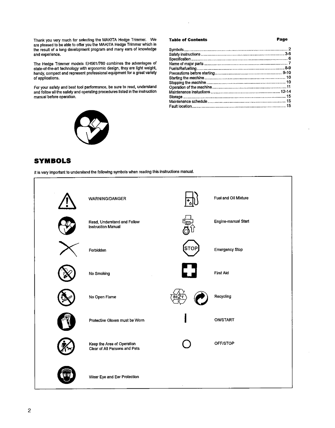 Makita EH760, EH561 manual 