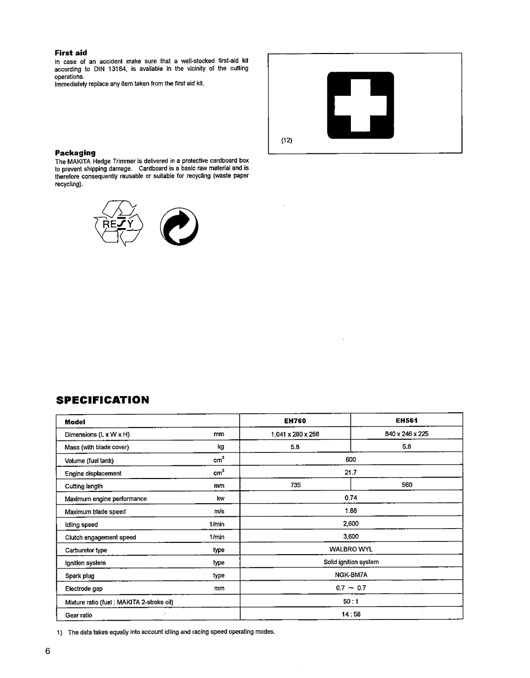 Makita EH760, EH561 manual 