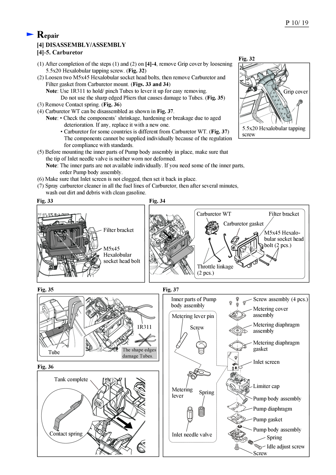 Makita EK7651H, EK7650H dimensions 4DISASSEMBLY/ASSEMBLY 4-5.Carburetor, Repair 