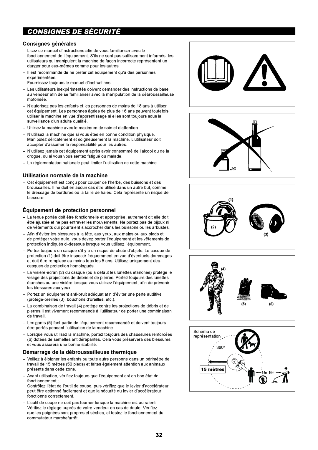 Makita EM2650LH, EM2650UH manual Consignes DE Sécurité, Consignes générales, Utilisation normale de la machine 