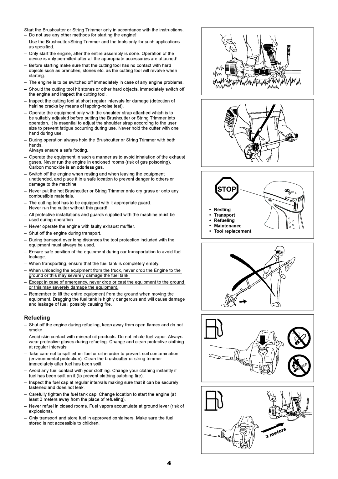 Makita EM2650LH, EM2650UH manual Resting Transport Refueling Maintenance Tool replacement 