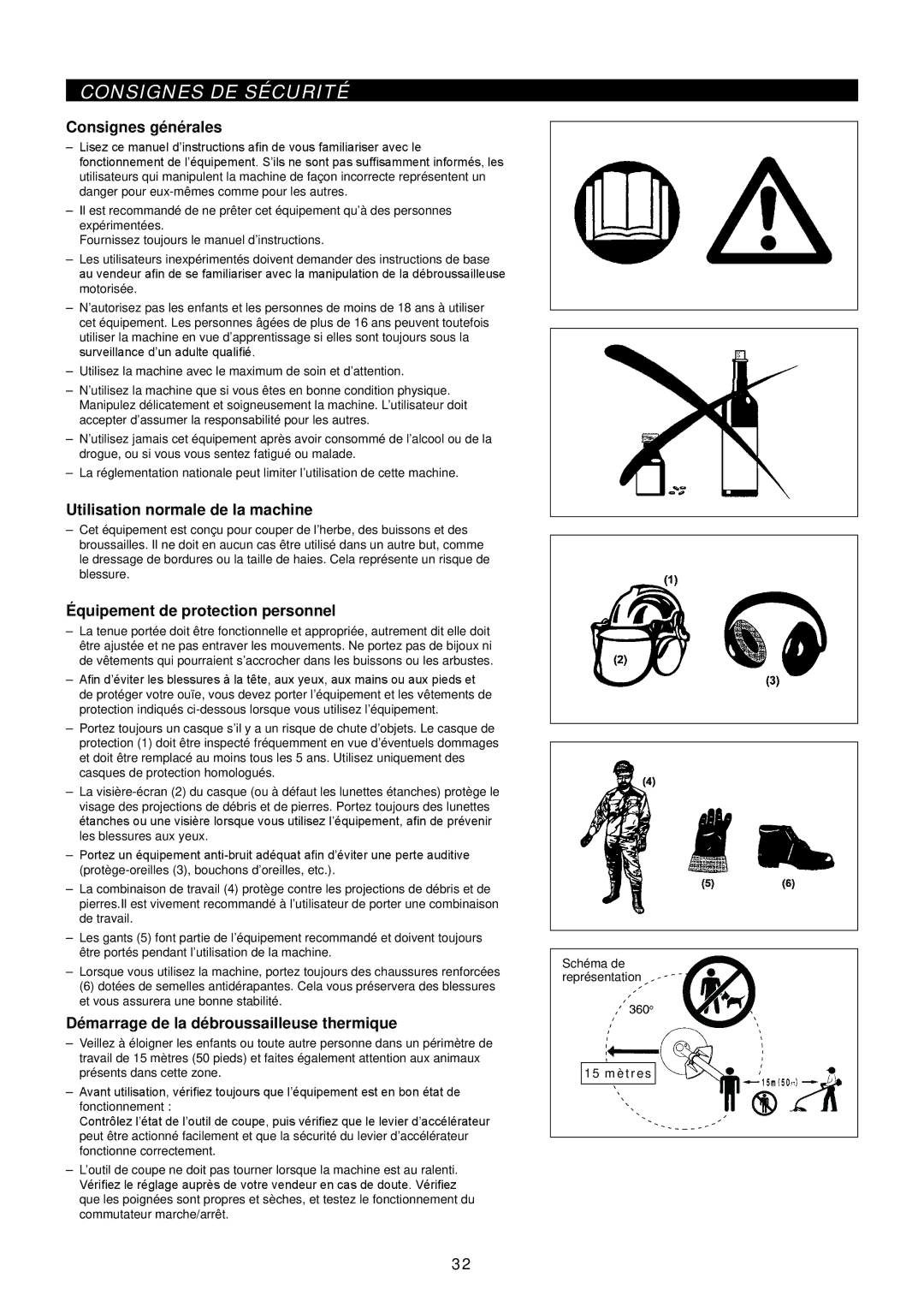 Makita EM2650UH/Em2650LH manual Consignes DE Sécurité, Consignes générales, Utilisation normale de la machine 