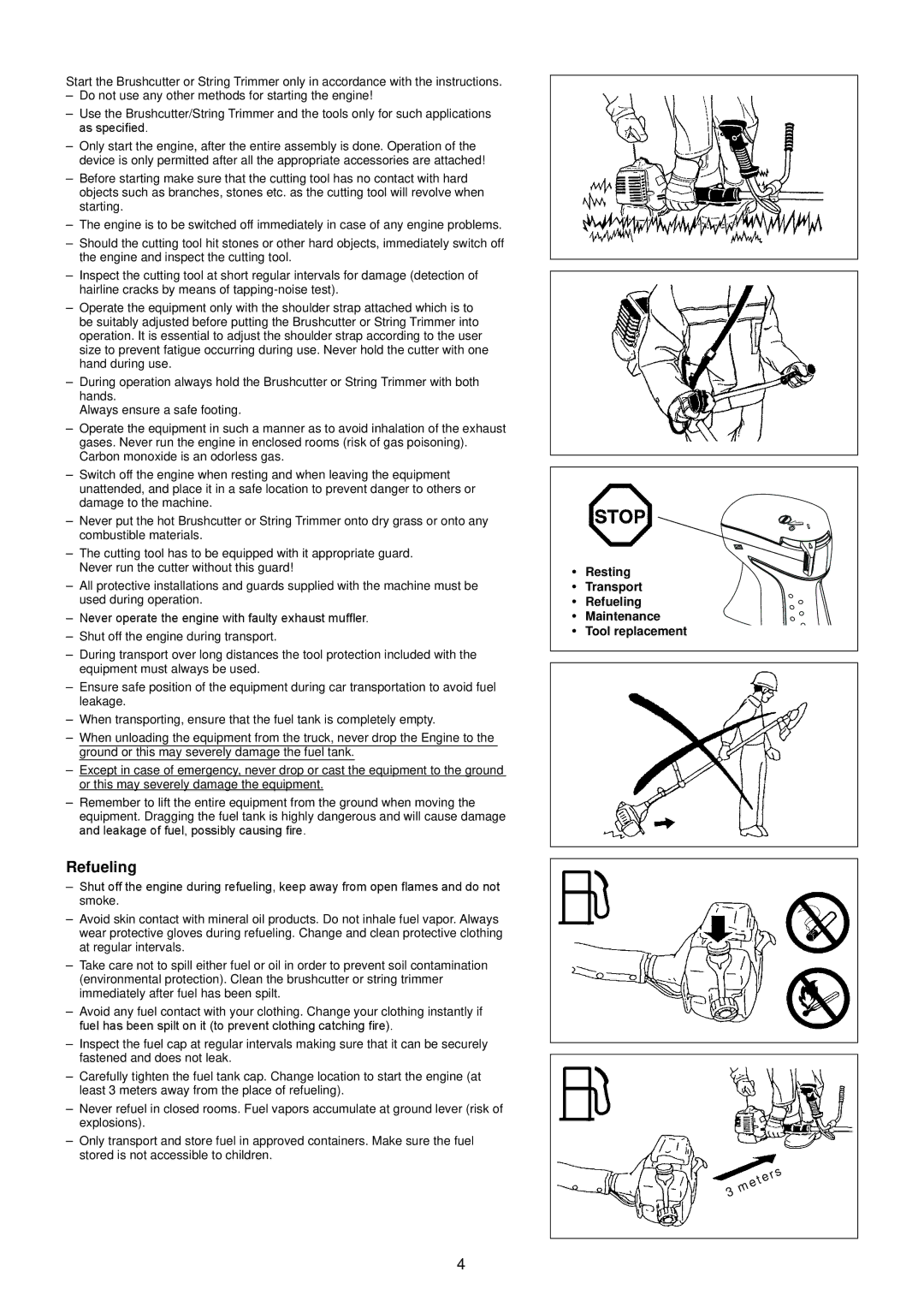 Makita EM2650UH/Em2650LH manual Resting Transport Refueling Maintenance Tool replacement 