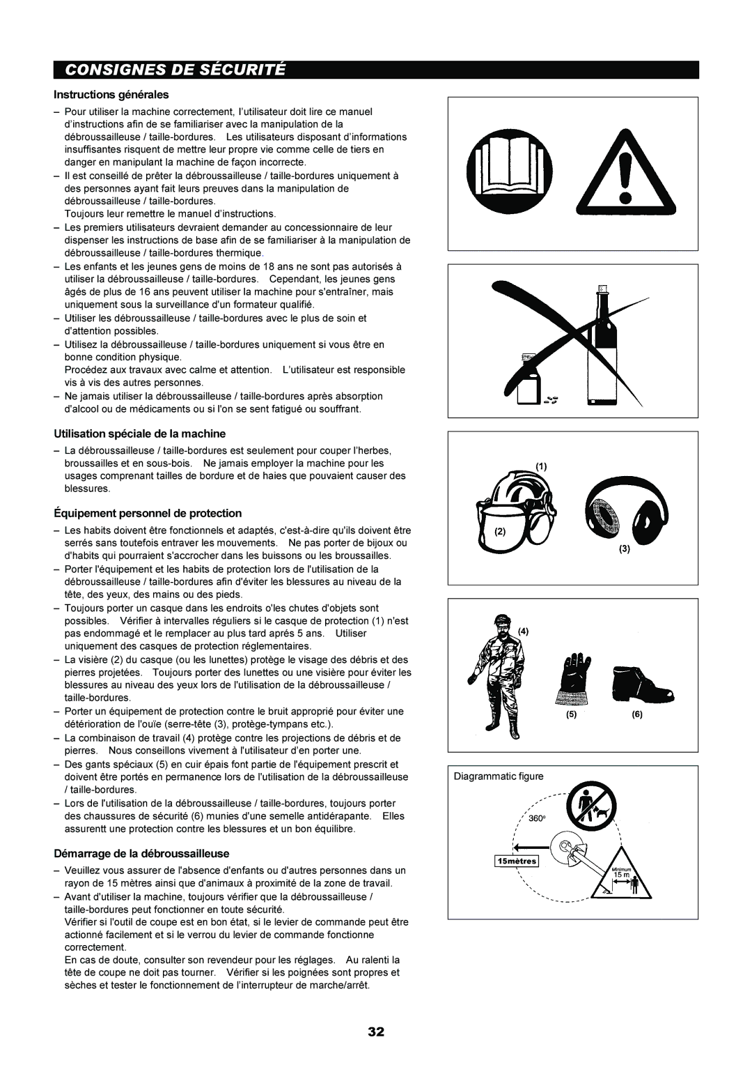 Makita EM4250, EM5250CA instruction manual Consignes DE Sécurité, Instructions générales, Utilisation spéciale de la machine 