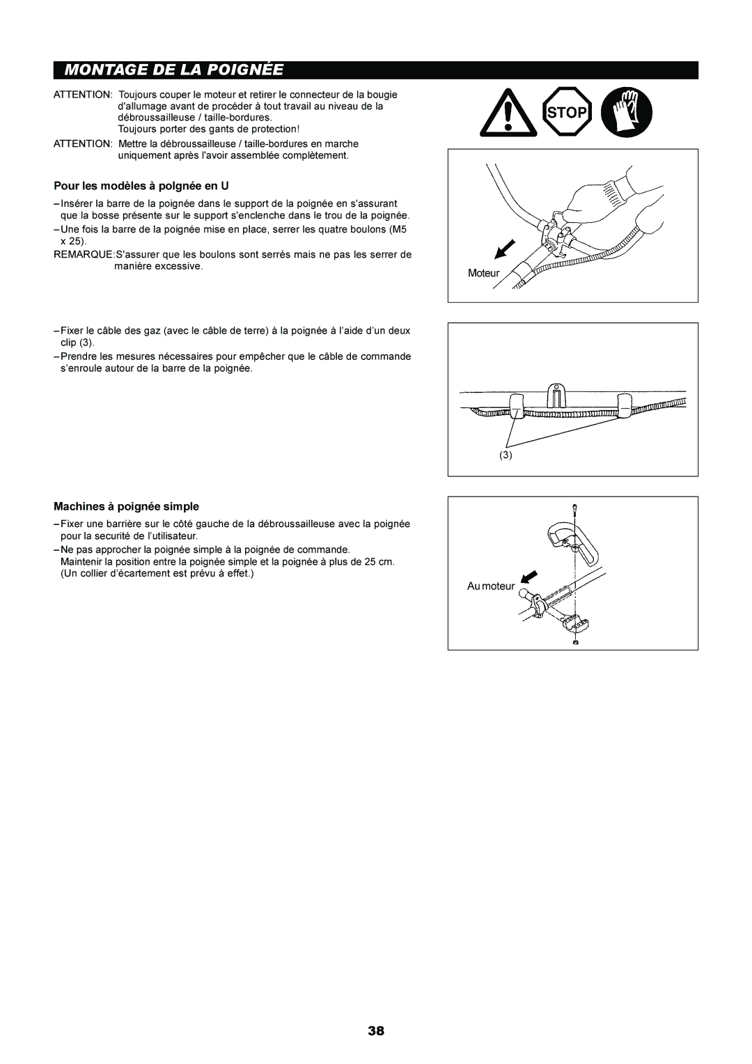 Makita EM4250, EM5250CA instruction manual Montage DE LA Poignée, Pour les modèles à polgnée en U, Machines à poignée simple 