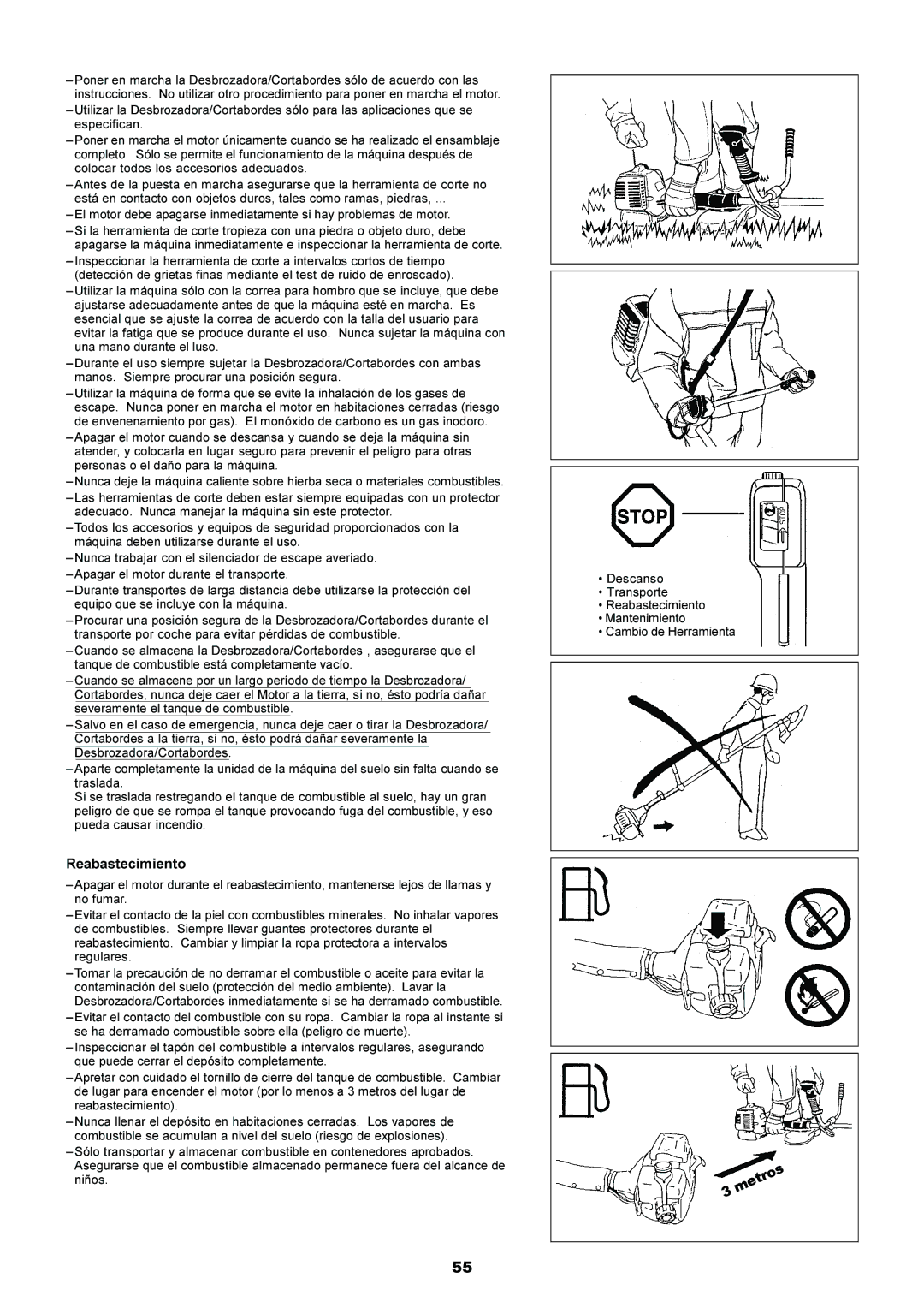 Makita EM5250CA, EM4250 instruction manual Reabastecimiento 