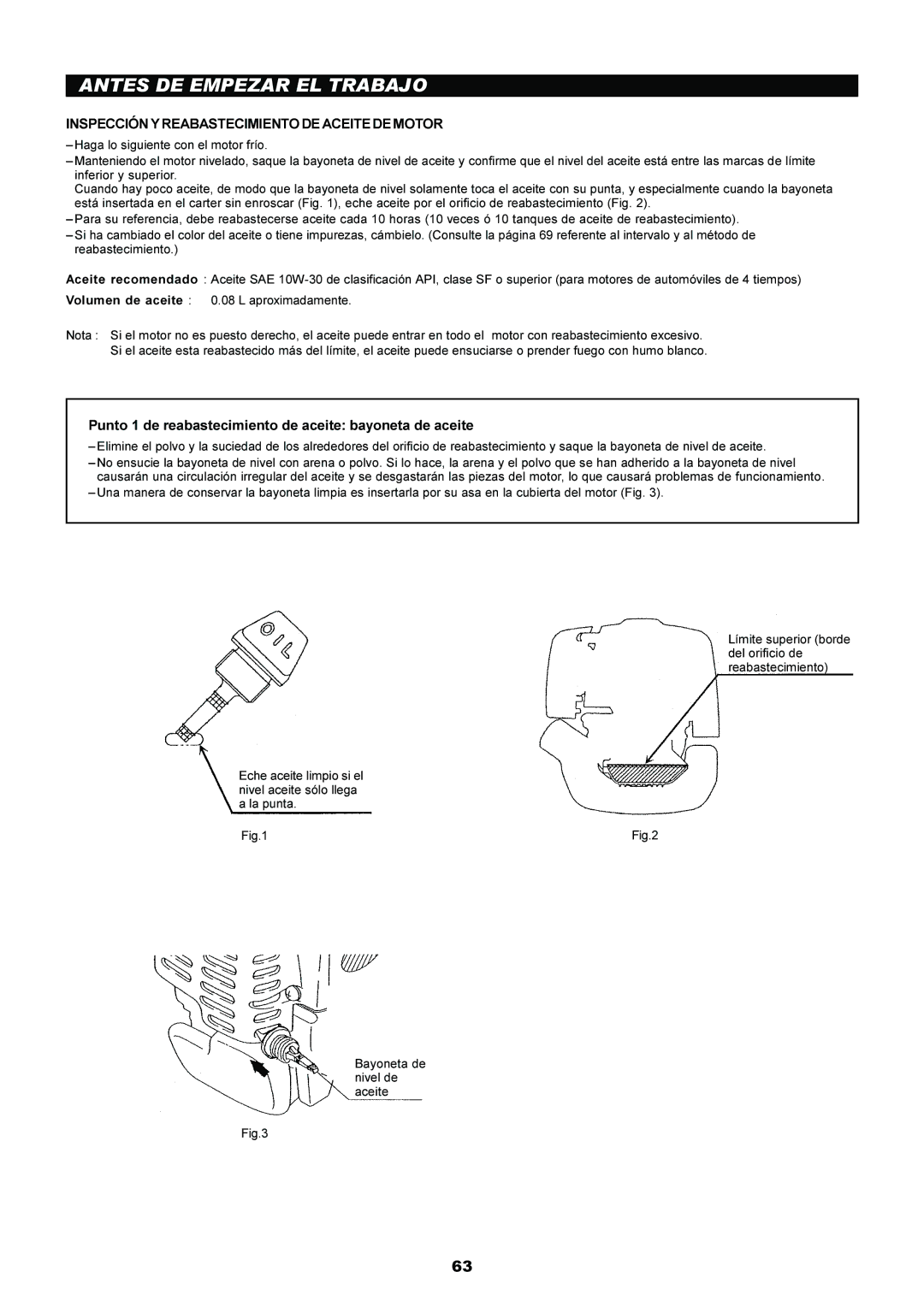 Makita EM5250CA, EM4250 instruction manual Antes DE Empezar EL Trabajo, Inspección Y Reabastecimiento DE Aceite DE Motor 