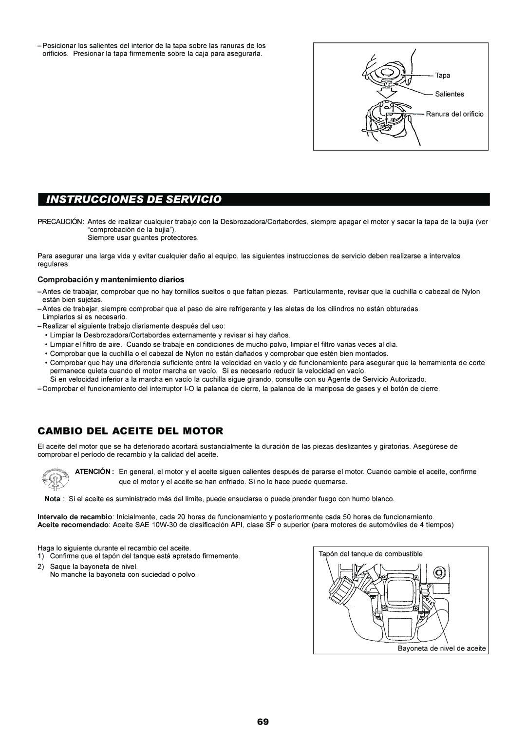 Makita EM5250CA, EM4250 Instrucciones DE Servicio, Cambio DEL Aceite DEL Motor, Comprobación y mantenimiento diarios 