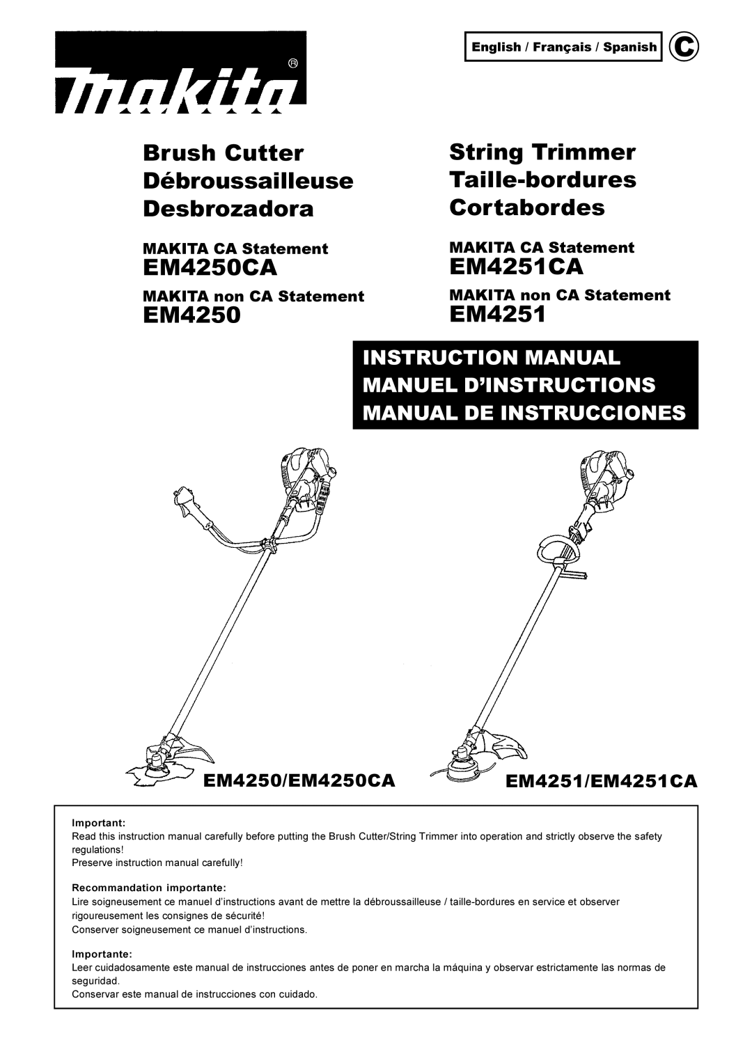 Makita manual EM4250CA EM4251CA 