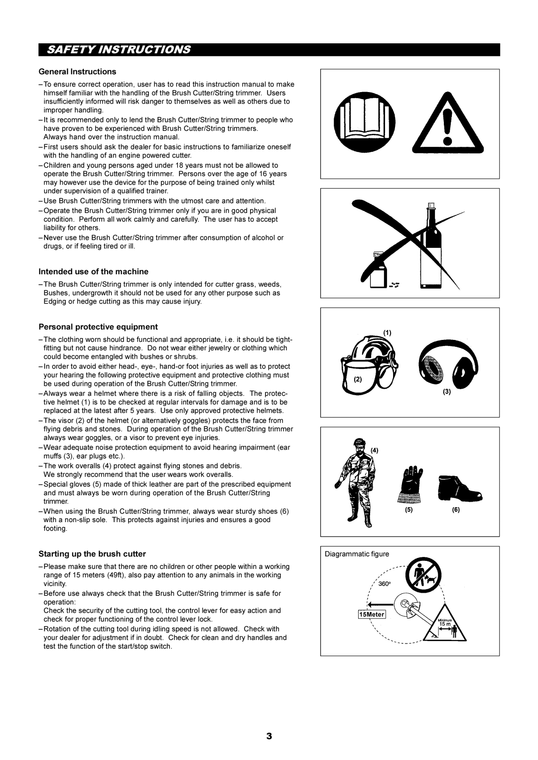 Makita EM4251 manual Safety Instructions, General Instructions, Intended use of the machine, Personal protective equipment 