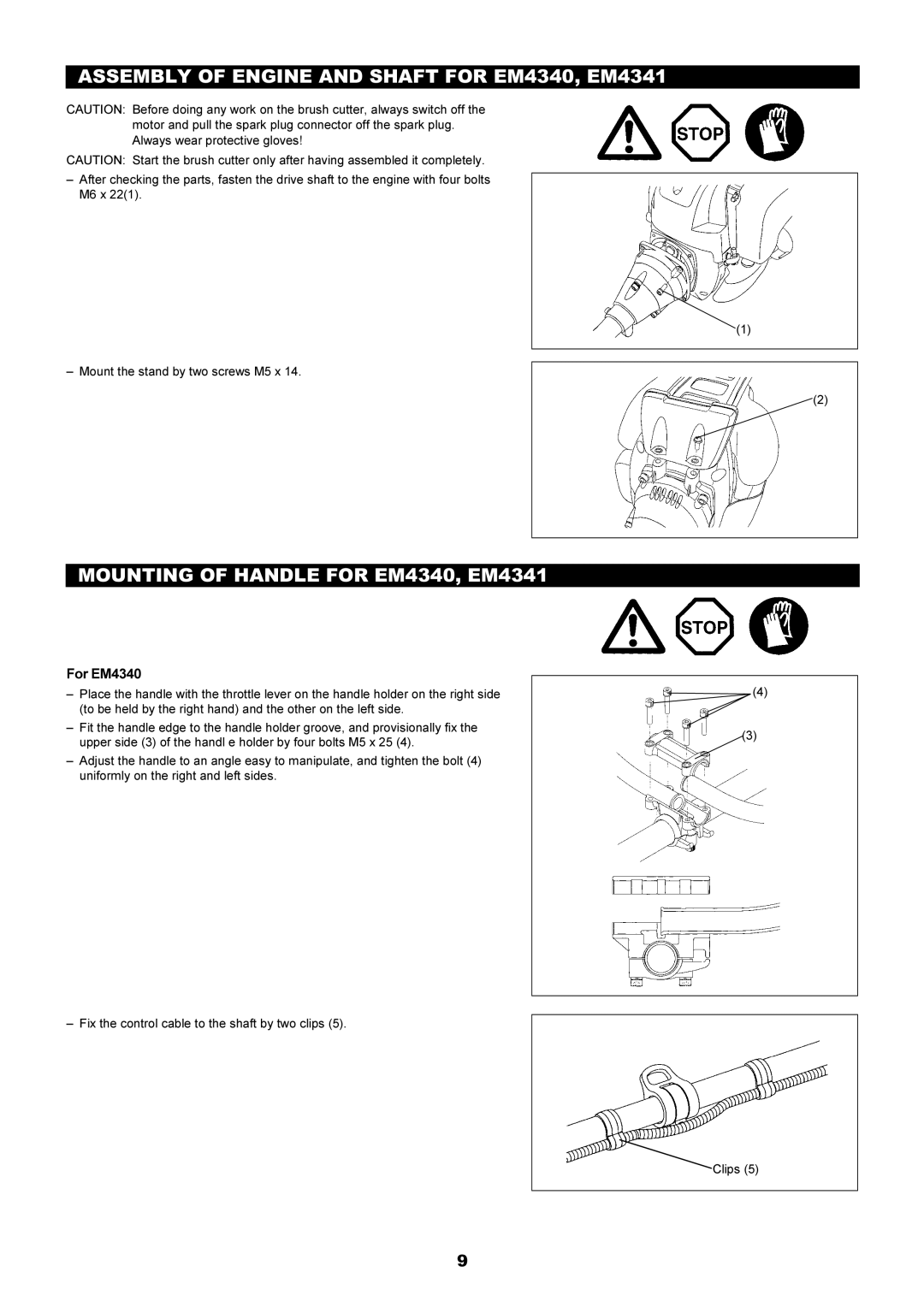 Makita EM4340L Assembly of Engine and Shaft for EM4340, EM4341, Mounting of Handle for EM4340, EM4341, For EM4340 