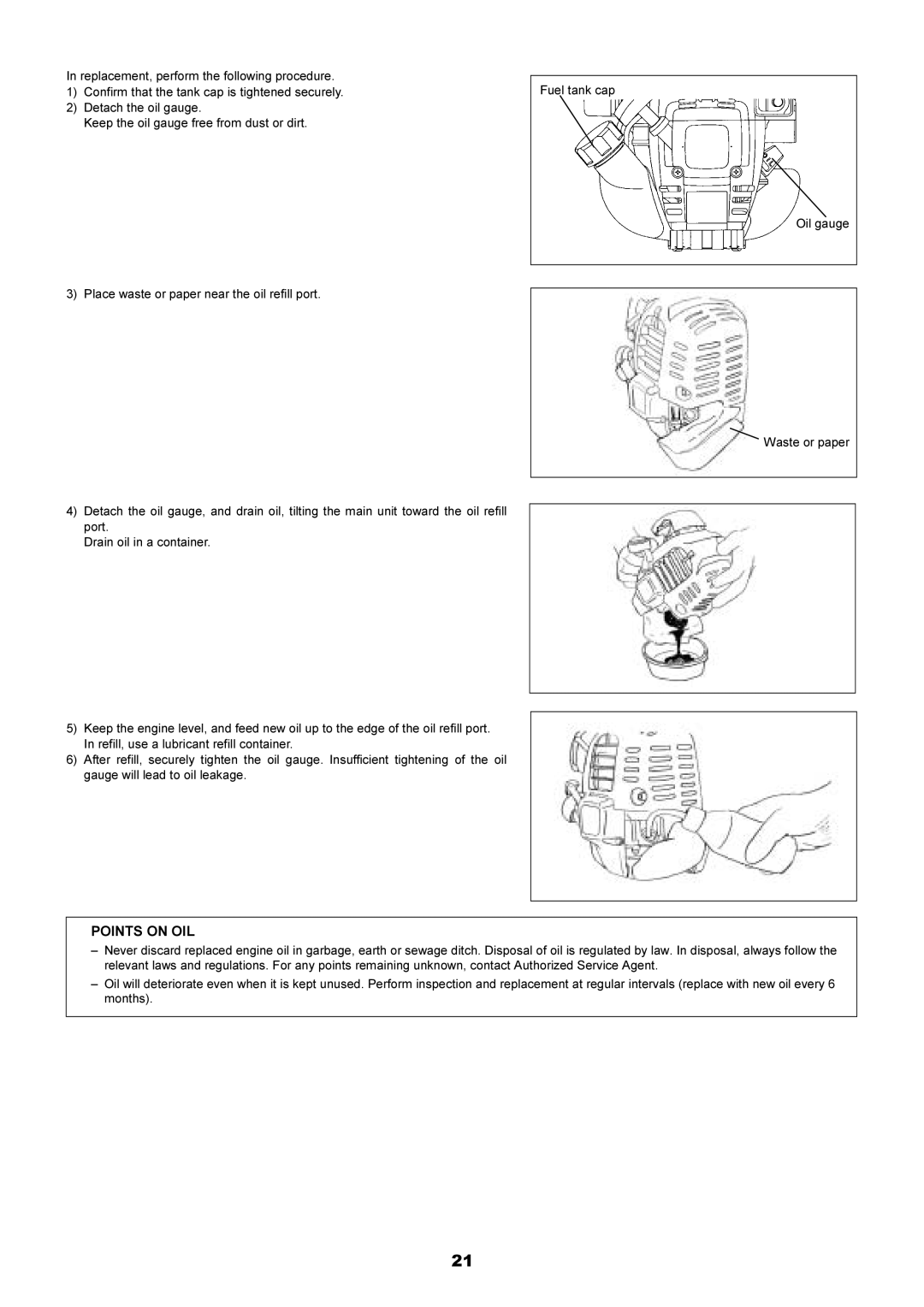 Makita EM4340L, EM4341 instruction manual Points On Oil 